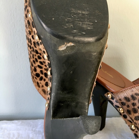 Nina Elisha brown/black leopard print heeled clogs - Picture 11 of 16